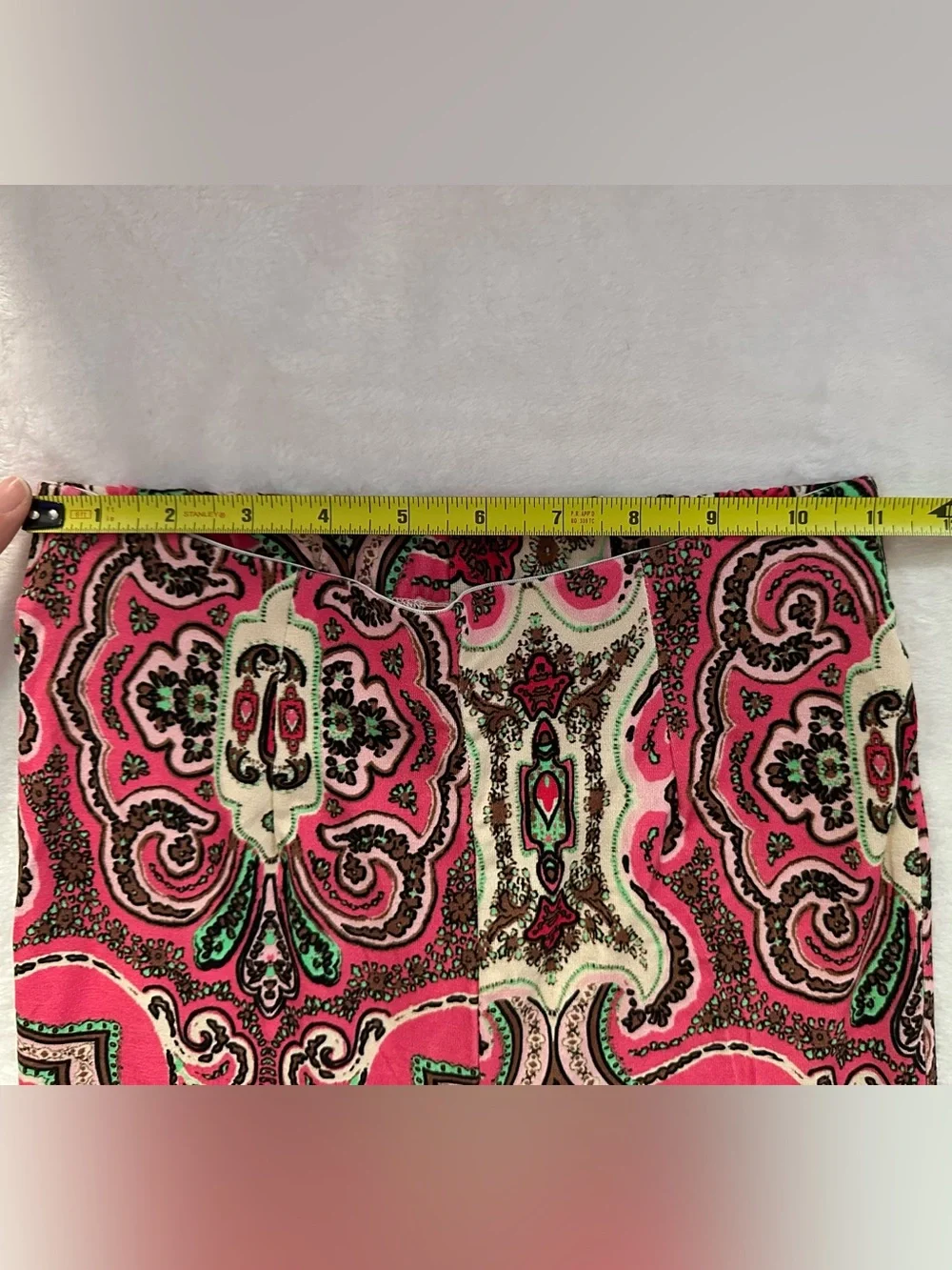 Free People Boho Harper Printed Pull On High Rise Flare Pants Hot Pink Combo XS